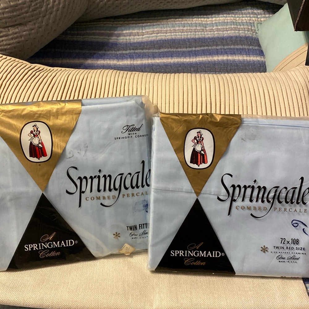 Vintage! Springmaid Combed Percale “A Springmaid Cotton” Twin Sheet Set